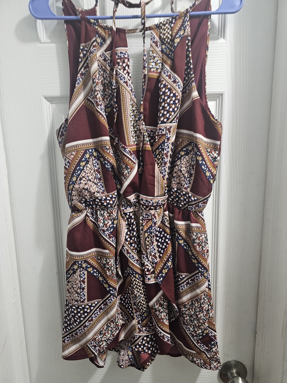 Blue Rain Francescas  Burgundy Printed Sleeveless Romper - Picture 5 of 6
